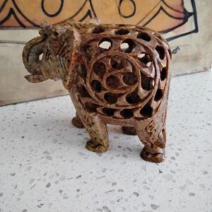 Handcrafted Brown Elephant Figurines Carries a Baby Elephant Inside